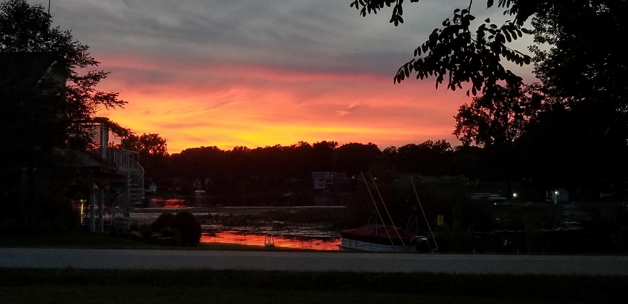 Sunset over a quiet lake