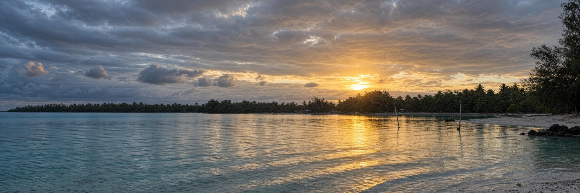 Sunset light across a calm lake