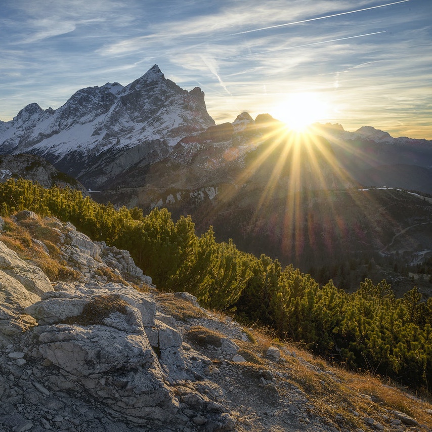 Sunshine on a mountain